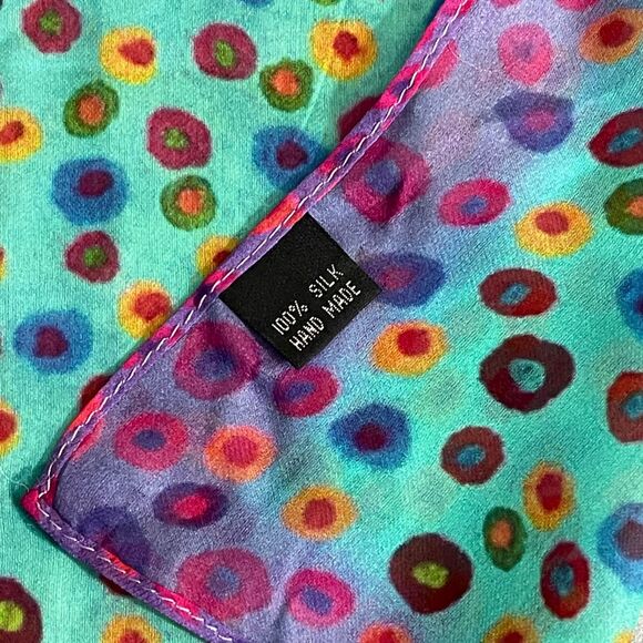 SCARF Mila and Such NYC "Bind Me Not" silk scarf featuring colorful dots pattern - Picture 2 of 4